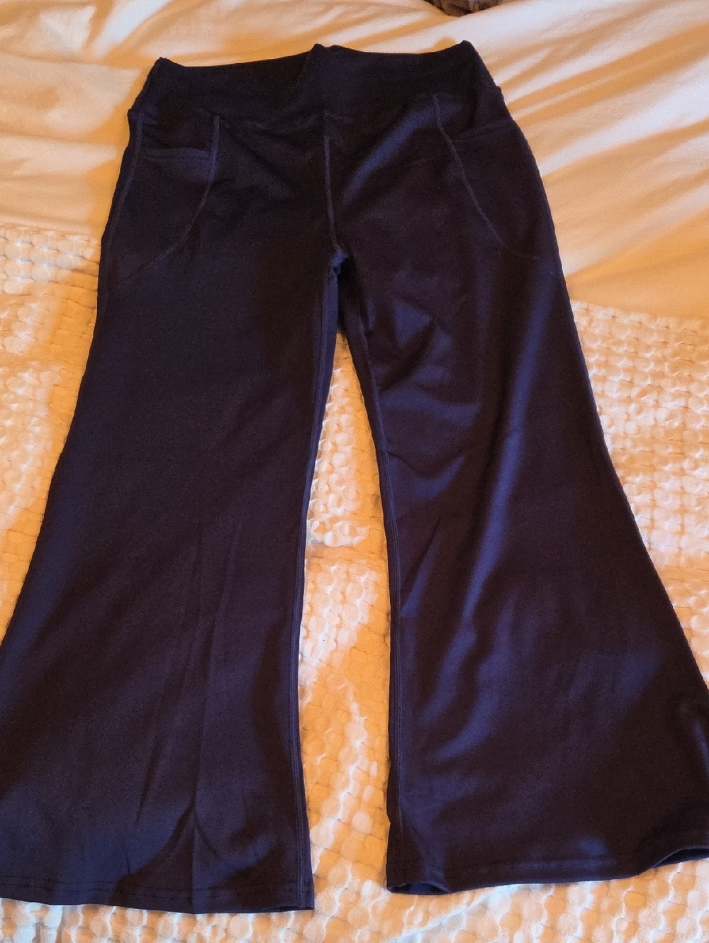 Navy Blue Cropped Flared Active Pants